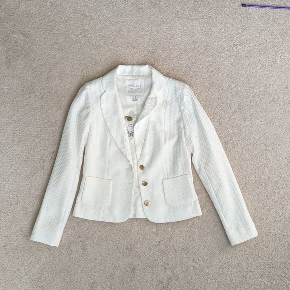 FOREVER 21 White Blazer Gold Buttons NWT - Picture 1 of 6